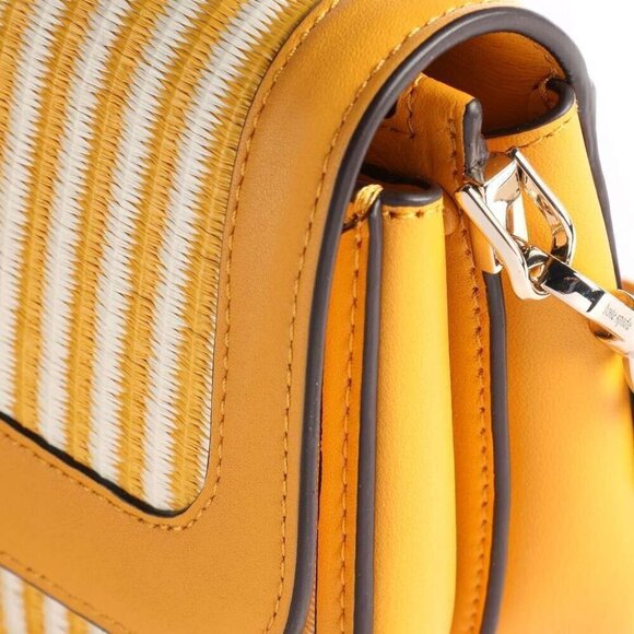 Kate Spade Buddie Shoulder Bag Clutch Yellow Leather Straw Crossbody ORG PKG - Picture 8 of 12